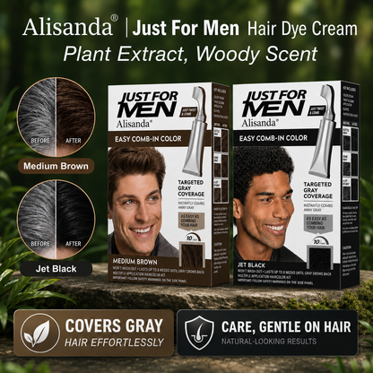 Men’s Brush-Comb Hair Color Cream for Gray Coverage