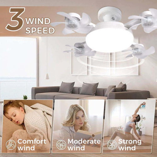E27 Ceiling Fan Light with Remote – Silent LED Fan & Light Combo